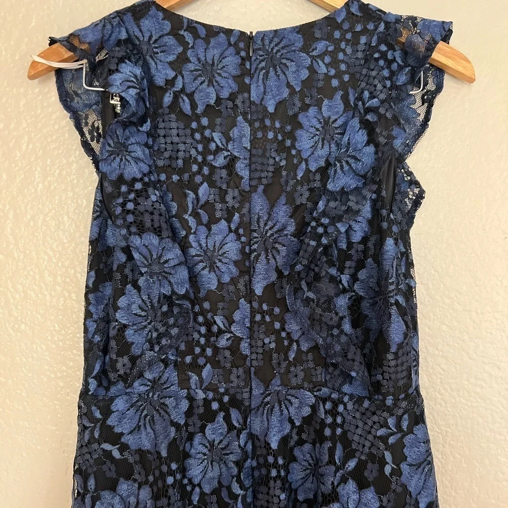 Molinetto Navy Blue Lace Ruffled Tiered Sleeveless Maxi Dress - Picture 7 of 9